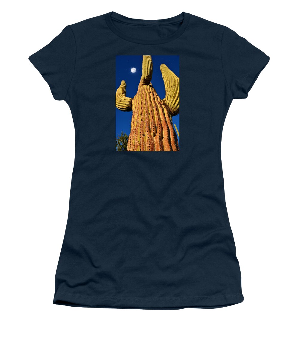 Arizona Women's T-Shirt featuring the photograph Saguaro Reaching to the Sky by John Hoffman