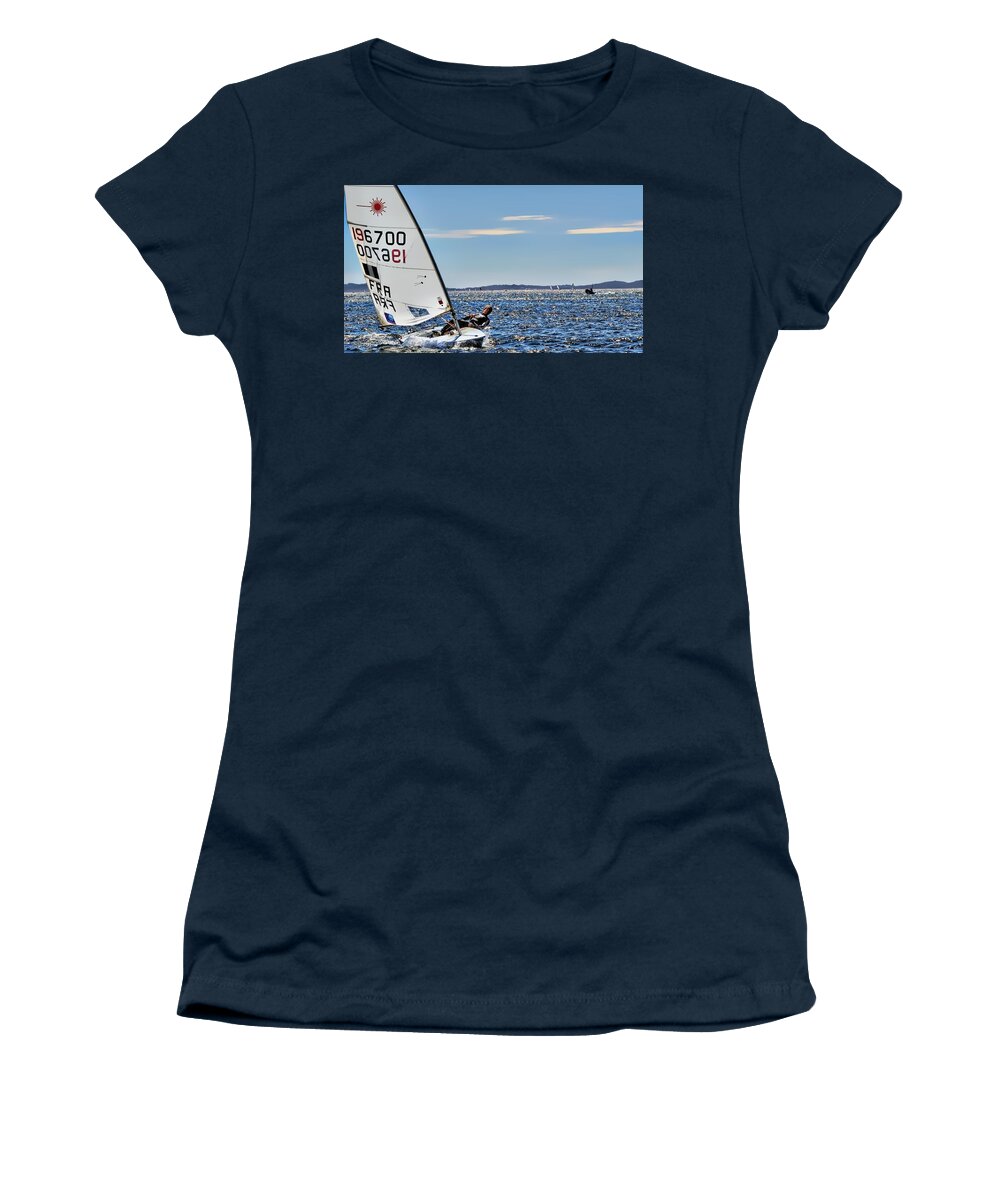 Sailing Ship Women's T-Shirt featuring the photograph Sailing Ship in Marseille by Jean Francois Gil
