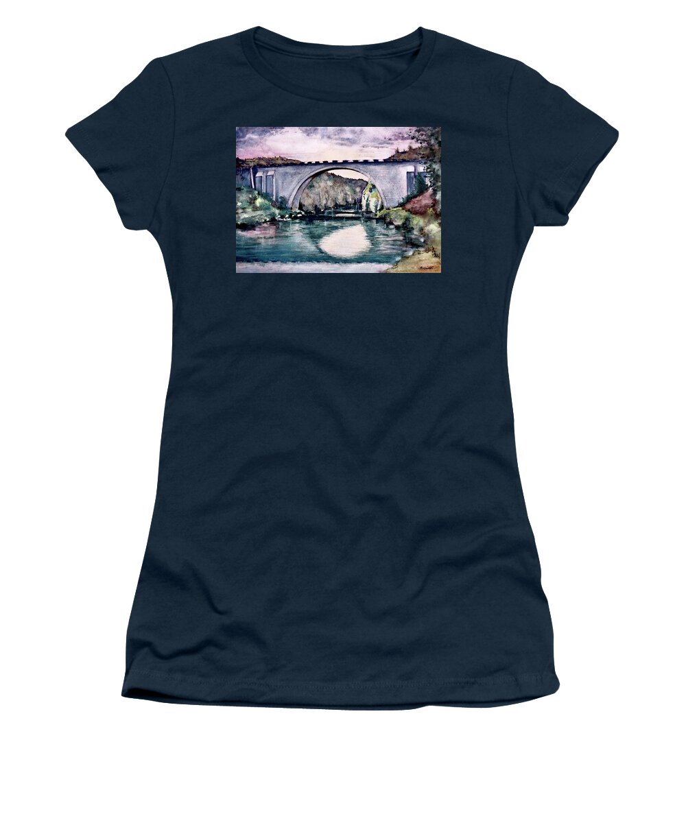 Saint Bridge Women's T-Shirt featuring the painting Saint Bridge by Geni Gorani