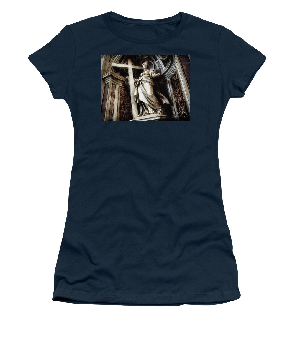 Woman Women's T-Shirt featuring the photograph Saint Helena statue inside Saint Peter s Basilica Rome Italy by Daliana Pacuraru