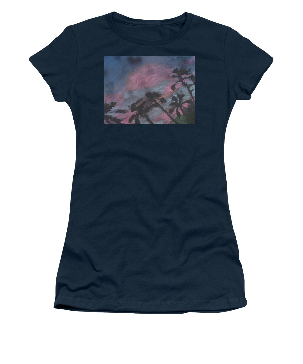 Contemporary Tree Landscapes Women's T-Shirt featuring the drawing San Diego palms by Leah Tomaino