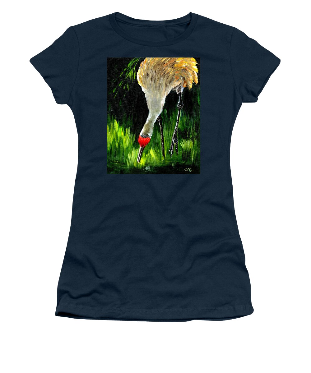 Bird Women's T-Shirt featuring the painting Sandhill Crane by Carol Allen Anfinsen