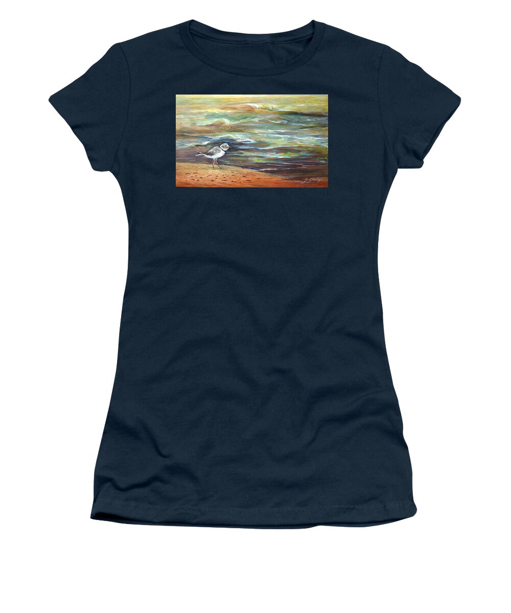Sandpiper Women's T-Shirt featuring the painting Sandpiper by Jo Smoley
