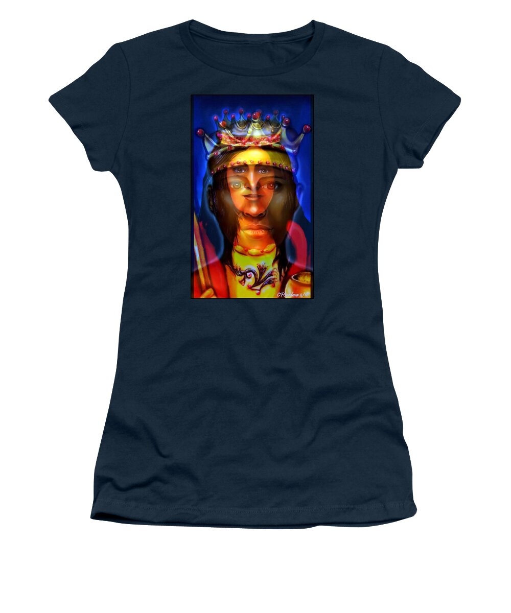 Santa Barbara Women's T-Shirt featuring the digital art Santa Barbara and Chango by Carmen Cordova