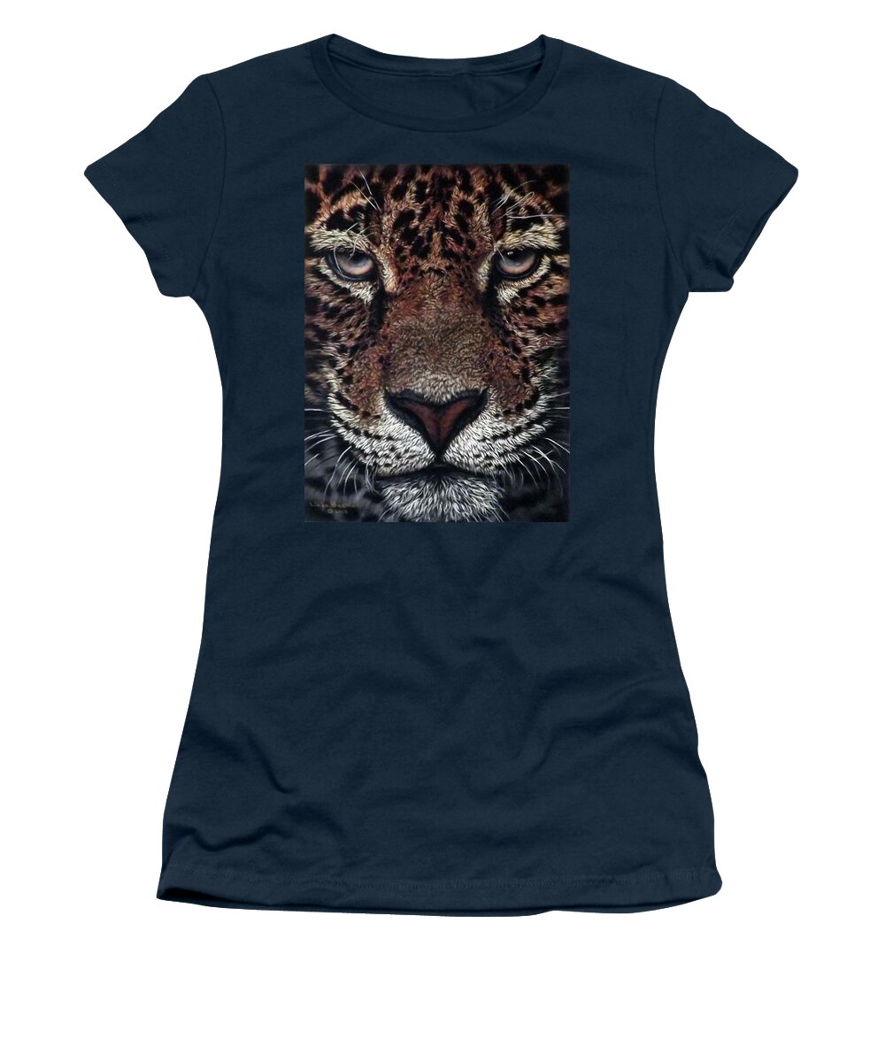 Jaguar Women's T-Shirt featuring the painting Sasha by Linda Becker