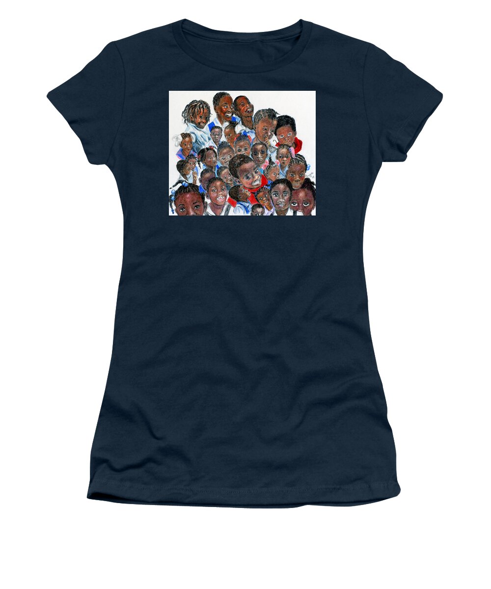 Children Women's T-Shirt featuring the painting Save the Children by Quwatha Valentine