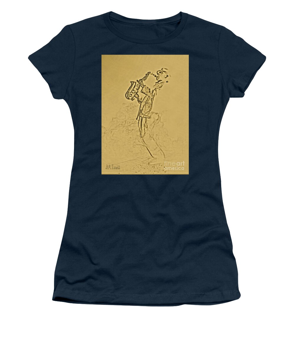 Performance Women's T-Shirt featuring the digital art Sax Solo by Humphrey Isselt