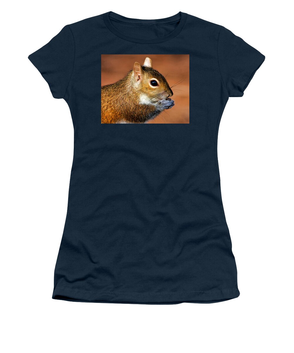 Eastern Grey Squirrel Women's T-Shirt featuring the photograph Saying My Prayers by HH Photography of Florida