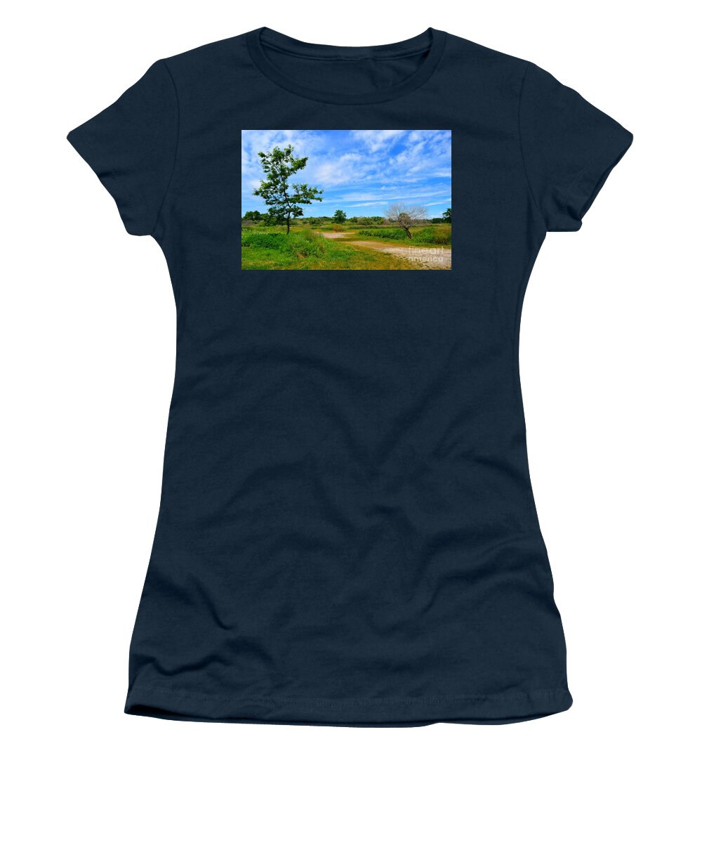 Path Women's T-Shirt featuring the photograph Scene at Silver Sands by Dani McEvoy