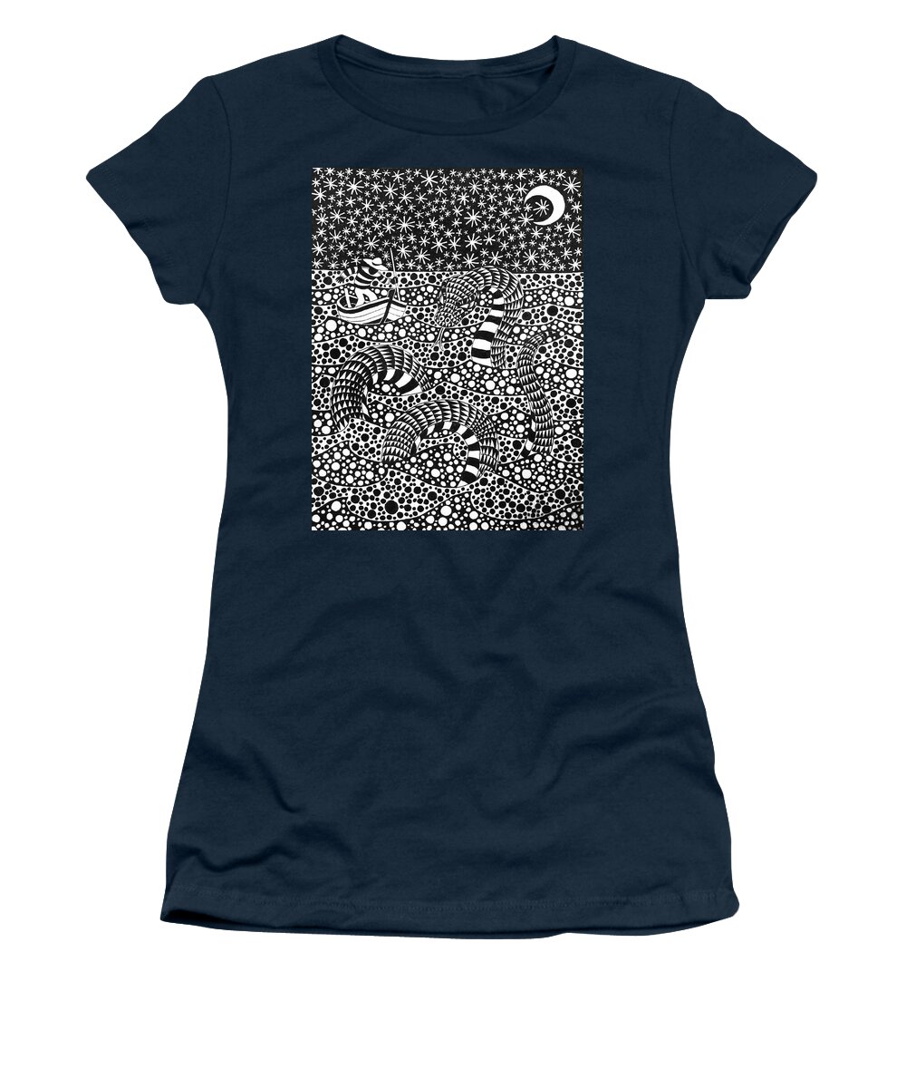 Drawing Women's T-Shirt featuring the drawing Sea Serpent by C H Apperson