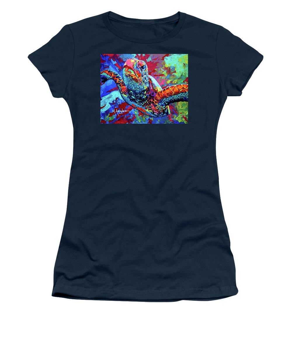 Sea Turtle Women's T-Shirt featuring the painting Sea Turtle by Maria Arango