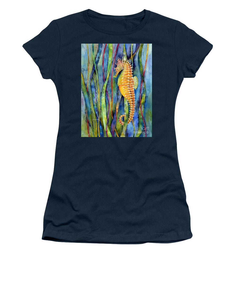 Seahorse Women's T-Shirt featuring the painting Seahorse by Hailey E Herrera