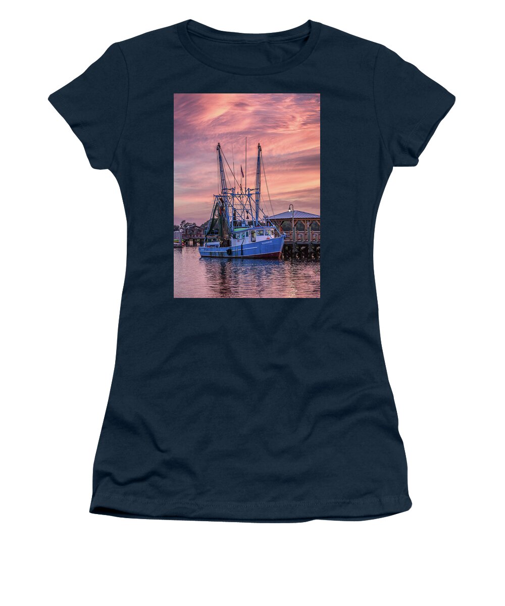 Seahorse Women's T-Shirt featuring the photograph The Seahorse Shem Creek by Donnie Whitaker