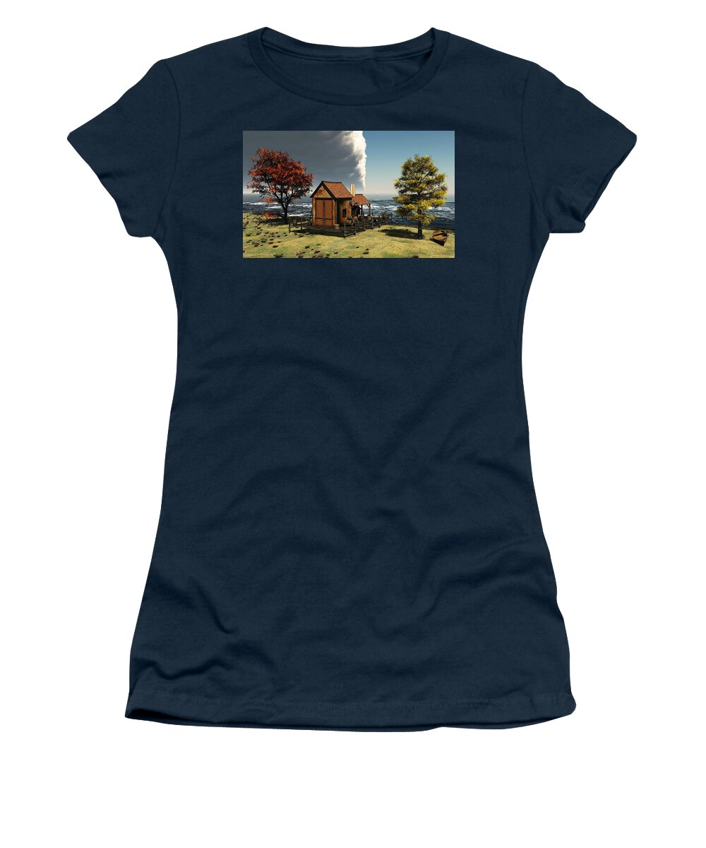 Seaside Cottage Women's T-Shirt featuring the digital art Seaside Cottage by John Junek