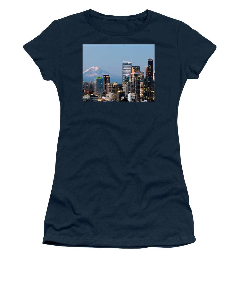 Dawn Women's T-Shirt featuring the photograph Seattle at First Light II by E Faithe Lester