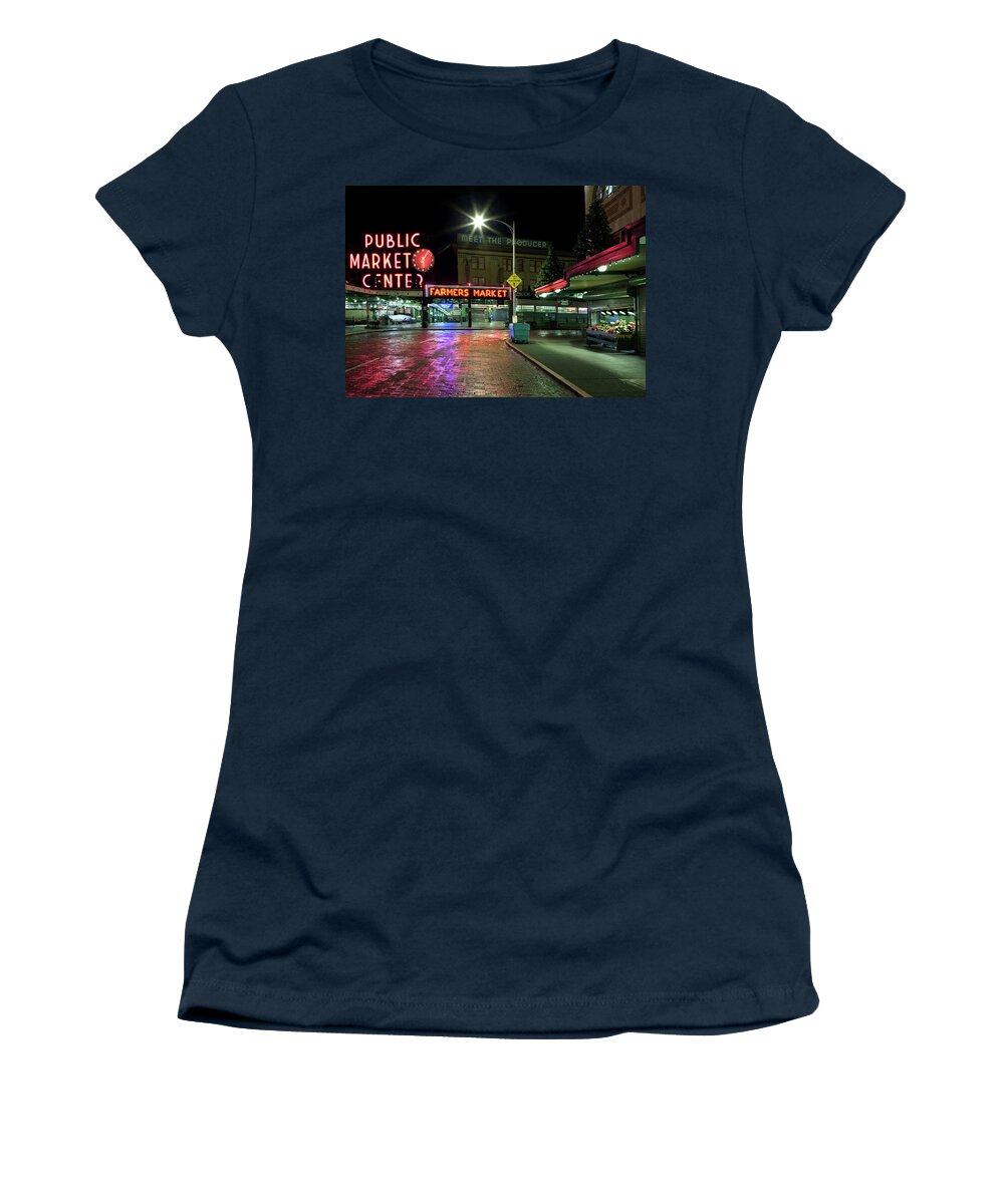 America Women's T-Shirt featuring the photograph Seattle Public Market 1 by Al Hurley