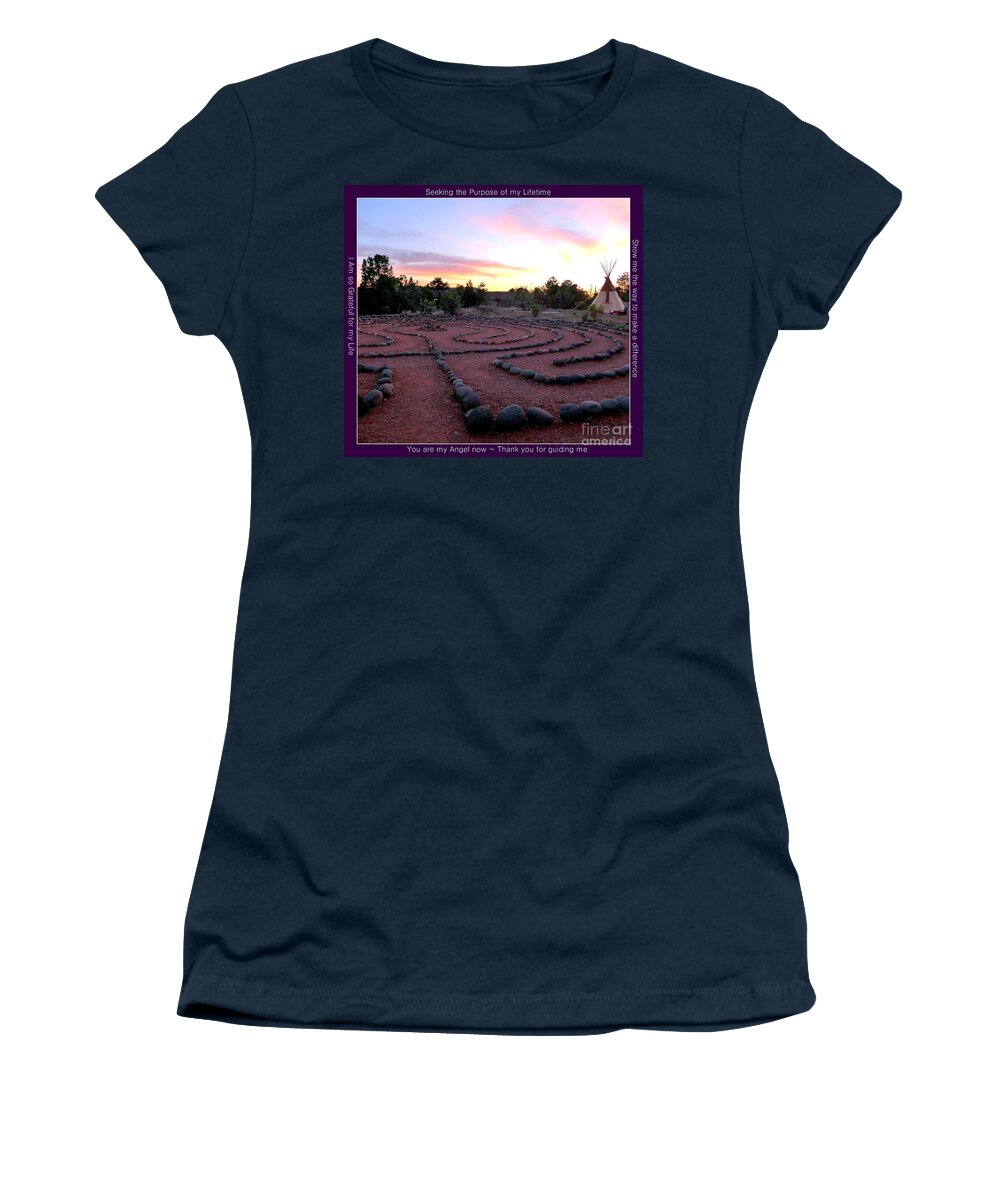 Sedona Women's T-Shirt featuring the photograph Sedona Labyrinth Sunset by Mars Besso