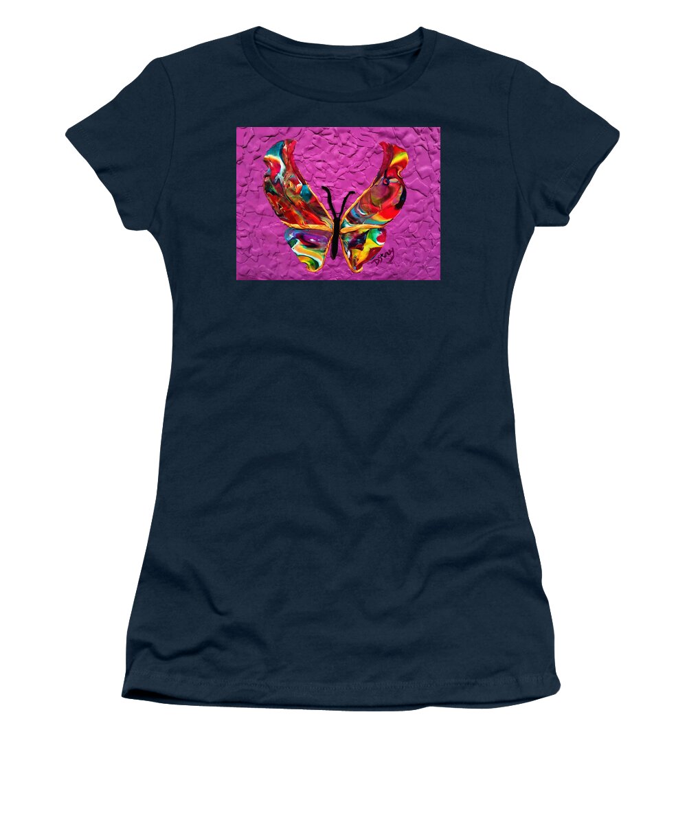 Butterfly Women's T-Shirt featuring the mixed media Selaras by Deborah Stanley