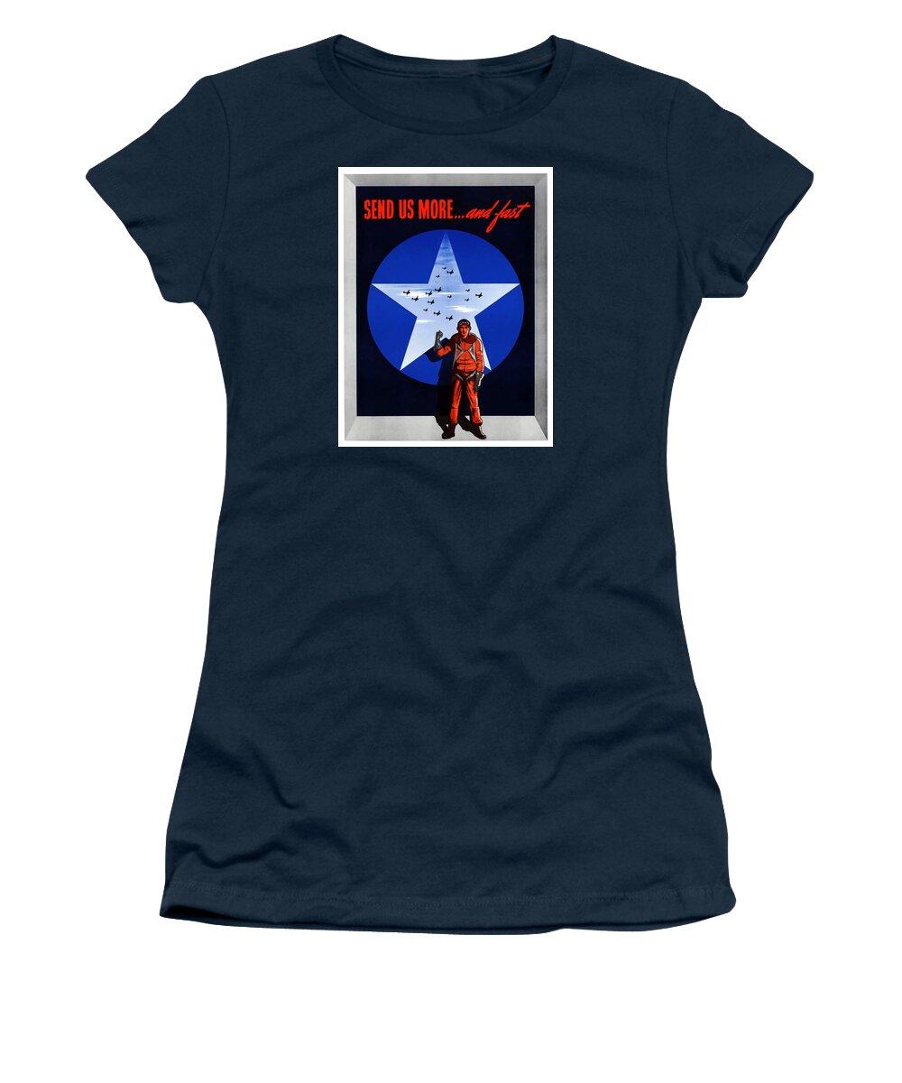 Air Force Women's T-Shirt featuring the painting Send Us More and Fast -- WW2 by War Is Hell Store