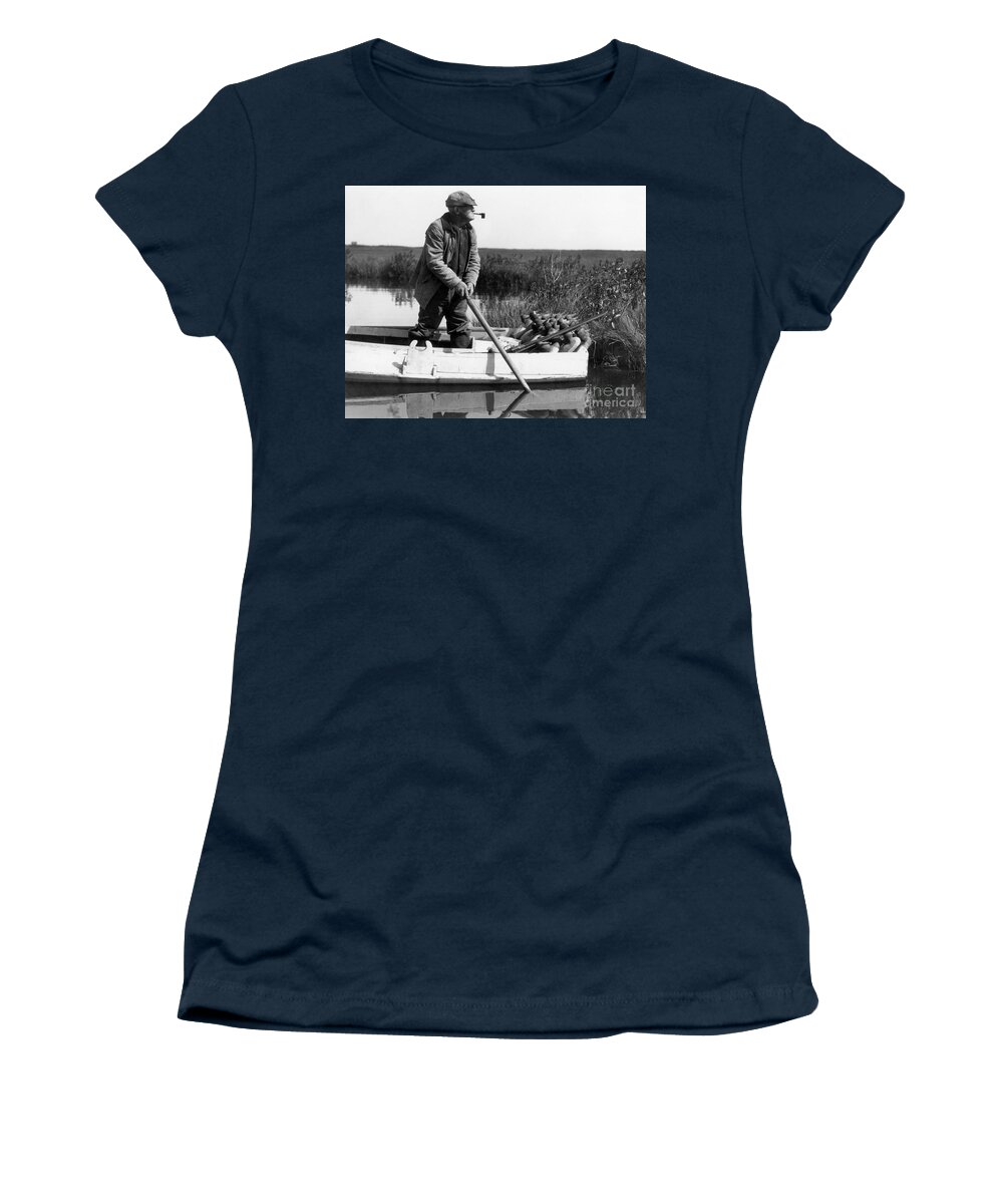 1920s Women's T-Shirt featuring the photograph Senior Man Hunting Ducks, C.1920-30s by H. Armstrong Roberts/ClassicStock
