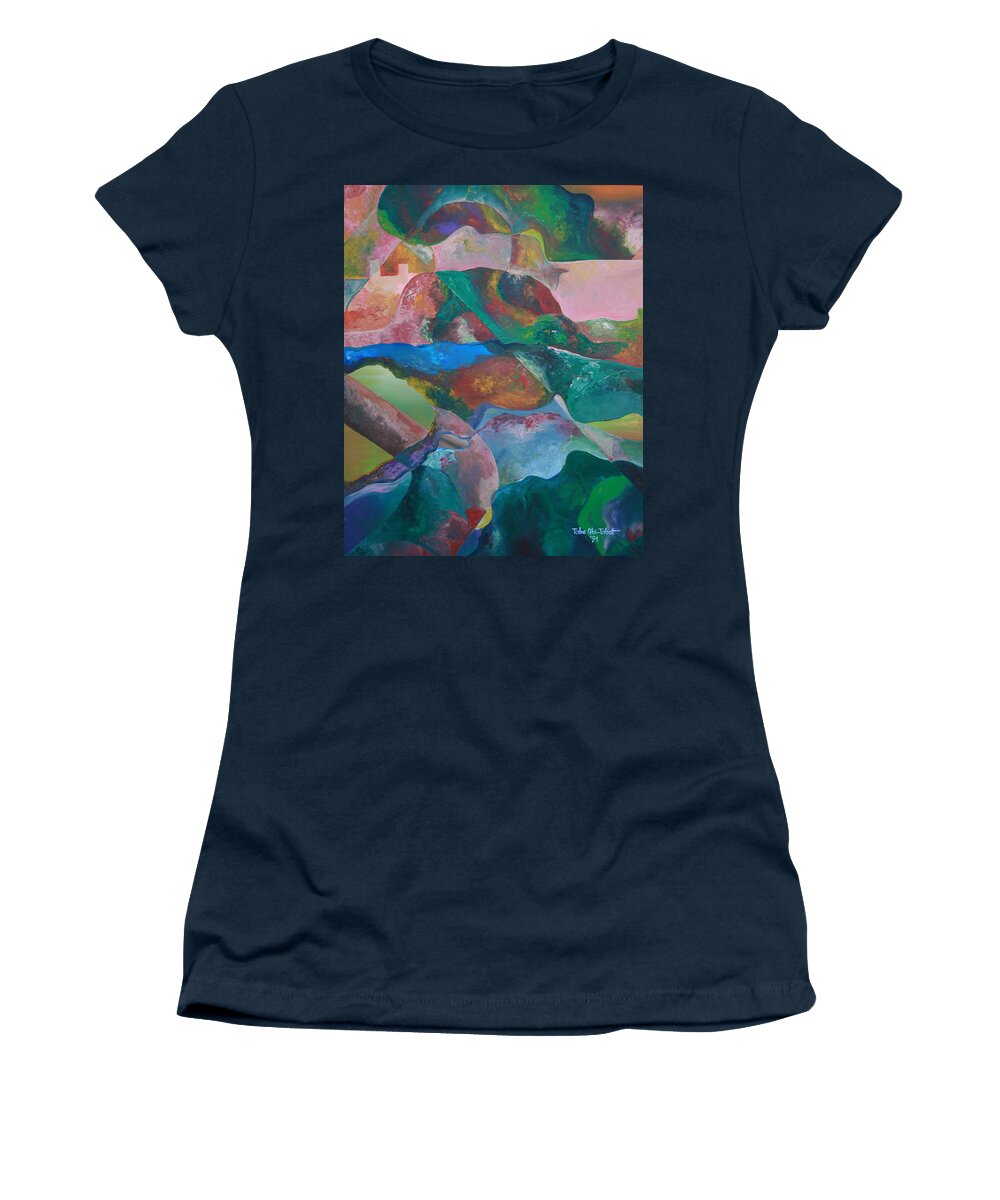 Series 1c Women's T-Shirt featuring the painting Series 1C by Obi-Tabot Tabe