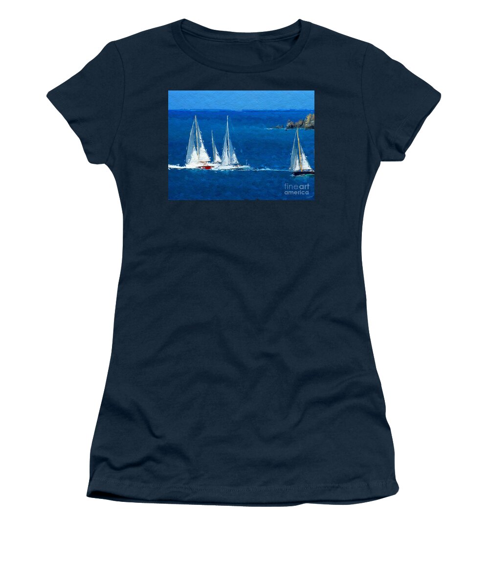 Anthony Fishburne Women's T-Shirt featuring the digital art Set Sail by Anthony Fishburne
