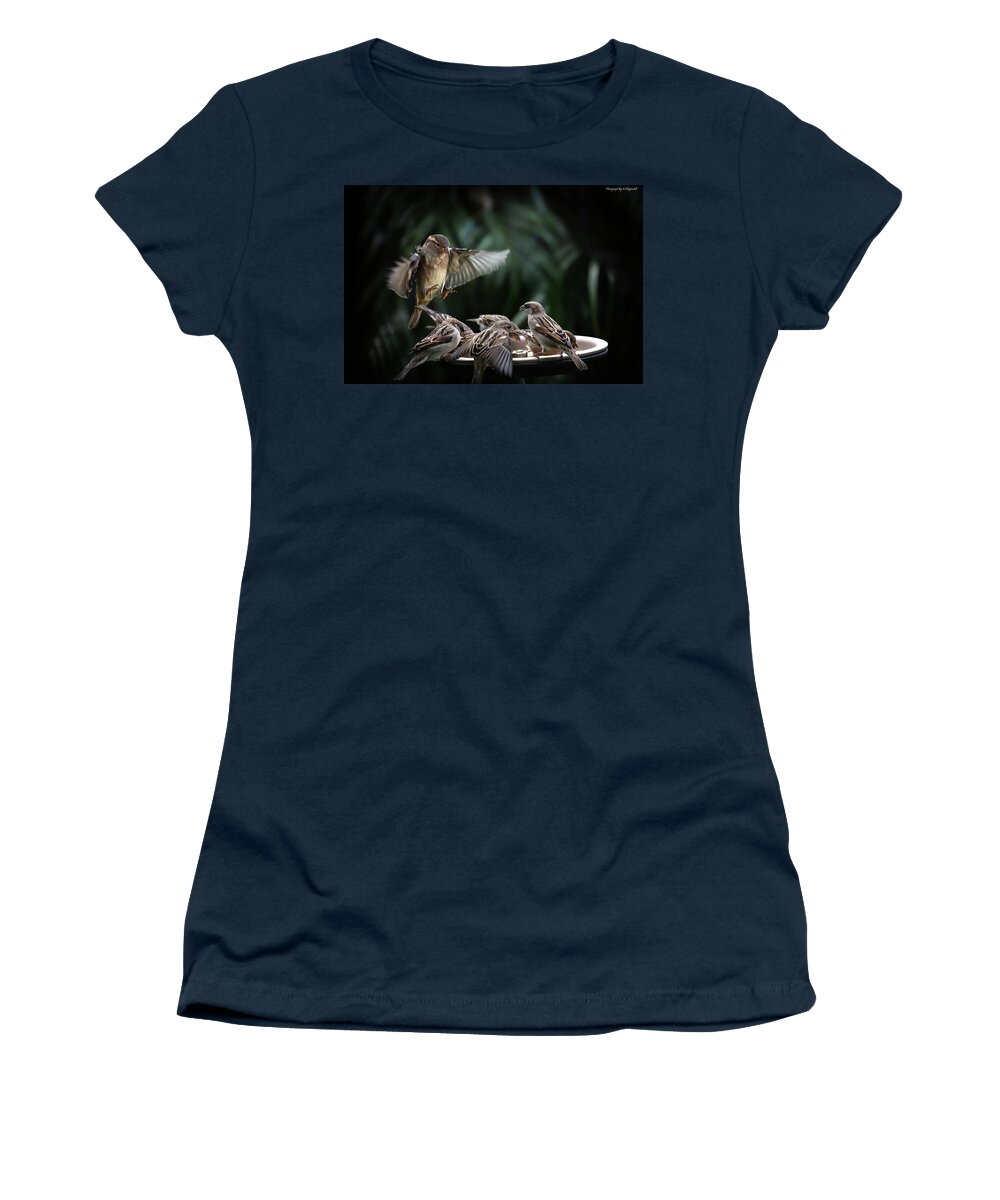 Sparrows Women's T-Shirt featuring the digital art Seven sparrows 001 by Kevin Chippindall