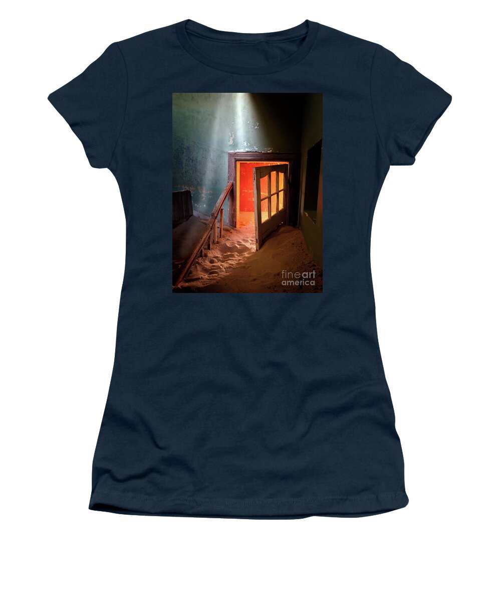Kolmanskop Women's T-Shirt featuring the photograph Shaft of Light by Patti Schulze