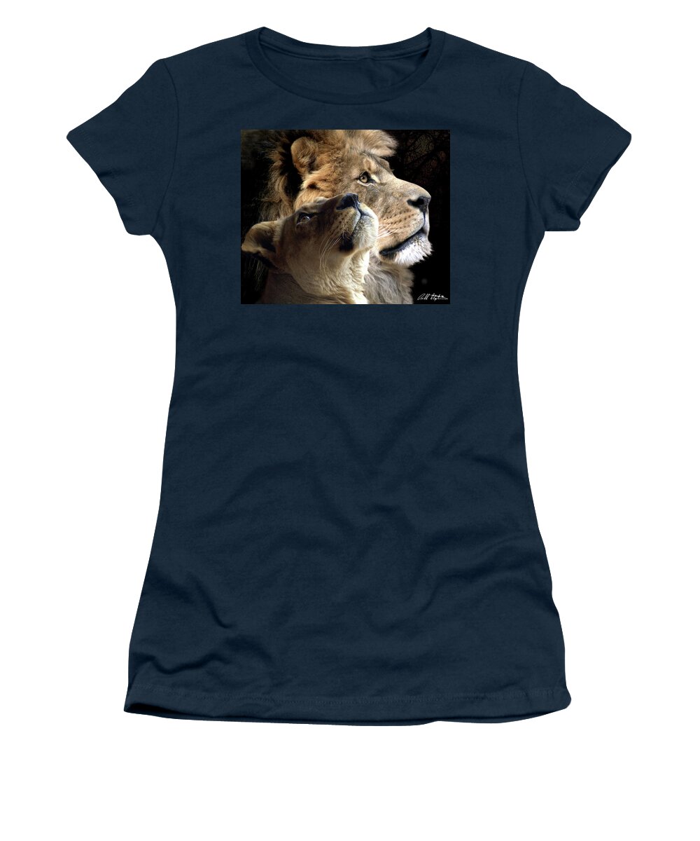 Lions Women's T-Shirt featuring the digital art Sharing The Vision 2 by Bill Stephens