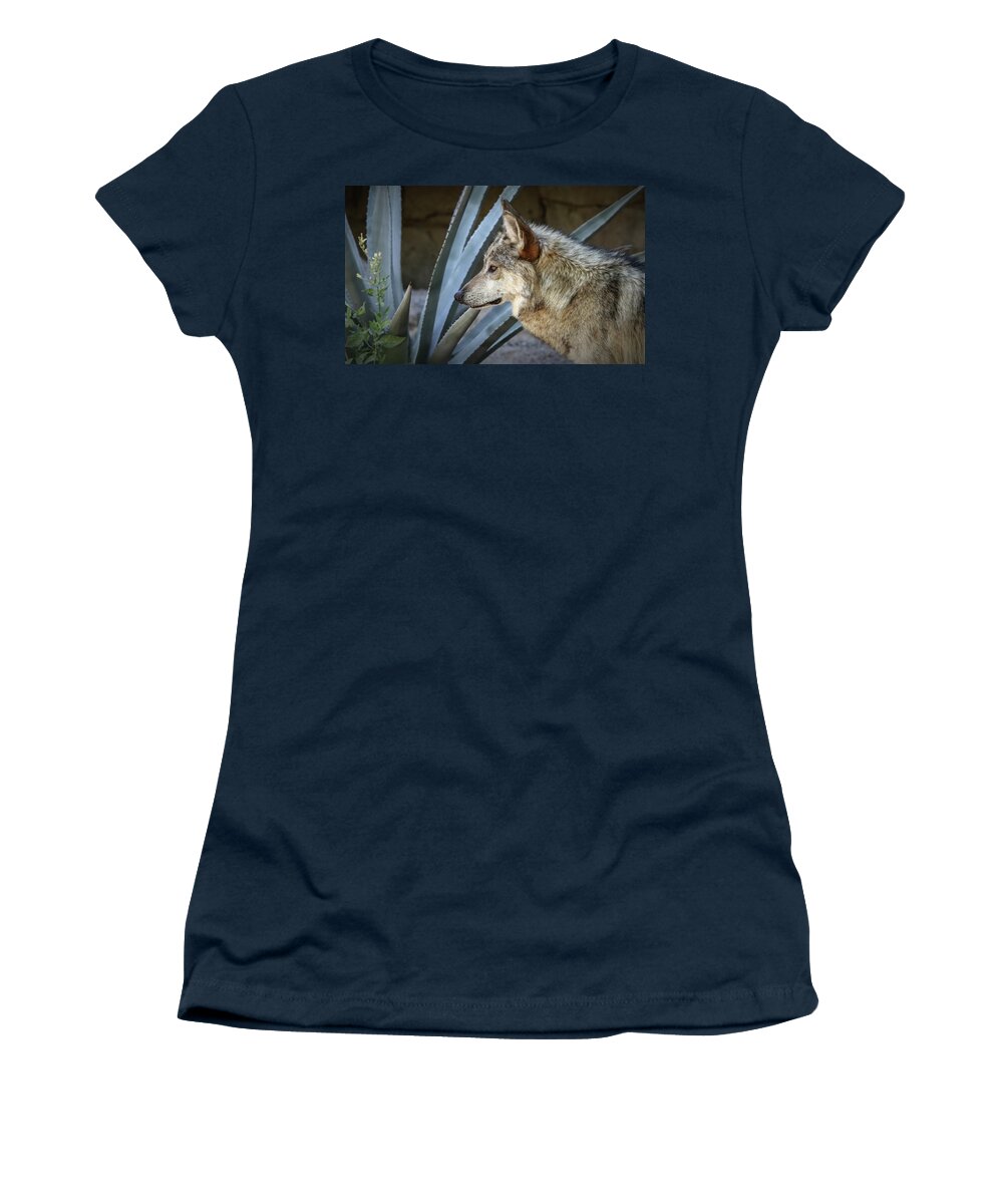 Wolf Women's T-Shirt featuring the photograph She Belongs To The Desert by Elaine Malott