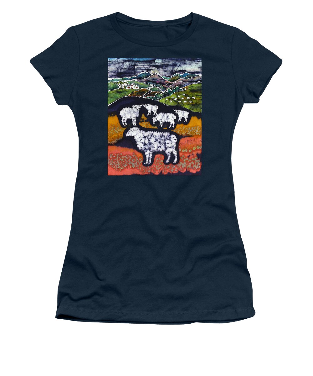 Sheep Women's T-Shirt featuring the tapestry - textile Sheep at Midnight by Carol Law Conklin