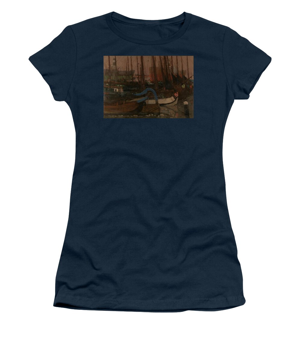 Ships In The Ice Women's T-Shirt featuring the painting Ships in the Ice, George Hendrik Breitner 1901 by Celestial Images