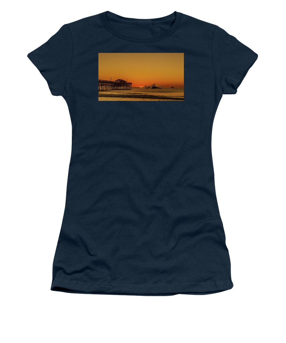 Shrimp Boat Women's T-Shirt featuring the photograph Shrimping at sunrise by Joe Granita