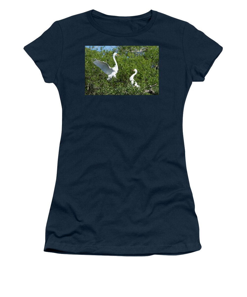 Egret Women's T-Shirt featuring the photograph Sibling Rivalry by Eilish Palmer