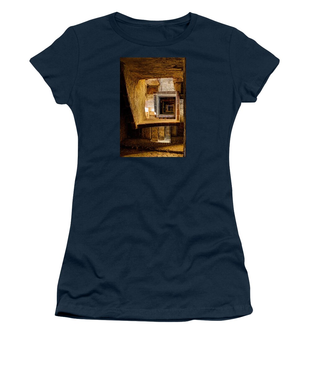 Siena Staircase Women's T-Shirt featuring the photograph Siena - Staircase Of Torre Mangia by Weston Westmoreland