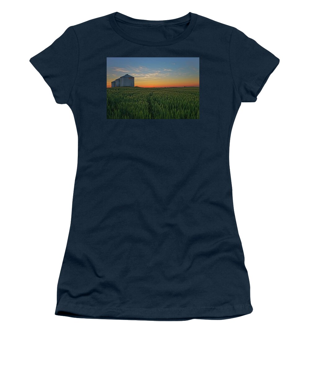 Silos Women's T-Shirt featuring the photograph Silos at Sunset by Dan Jurak