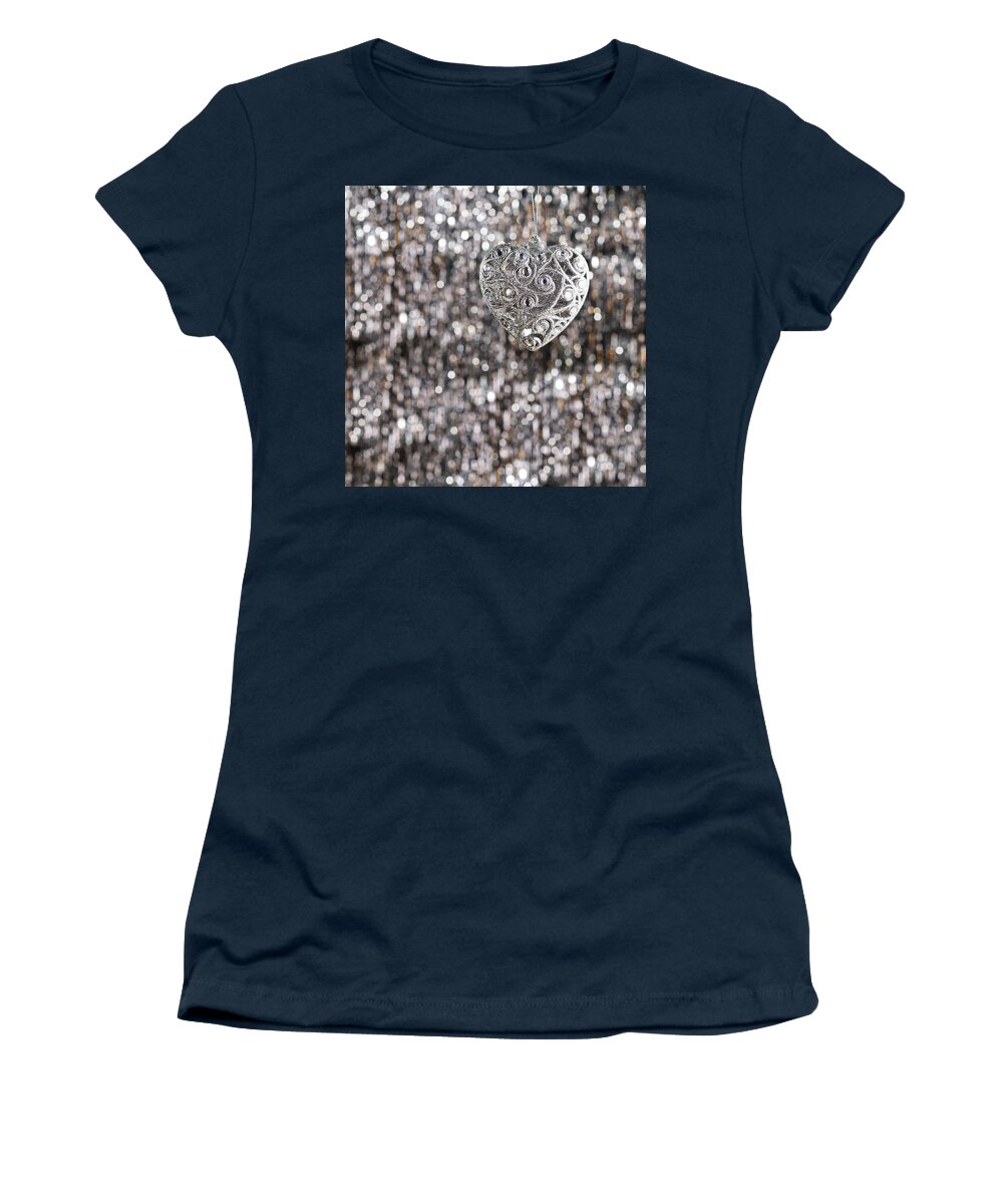Advent Women's T-Shirt featuring the photograph Silver Heart by U Schade