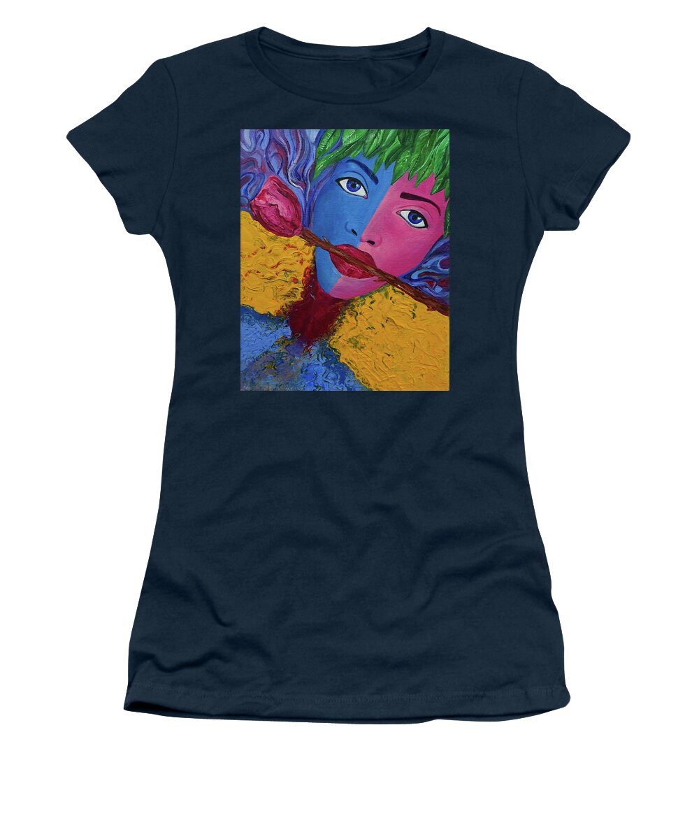 Colorful Women's T-Shirt featuring the photograph Single Red Rose by Jeannie Shaw