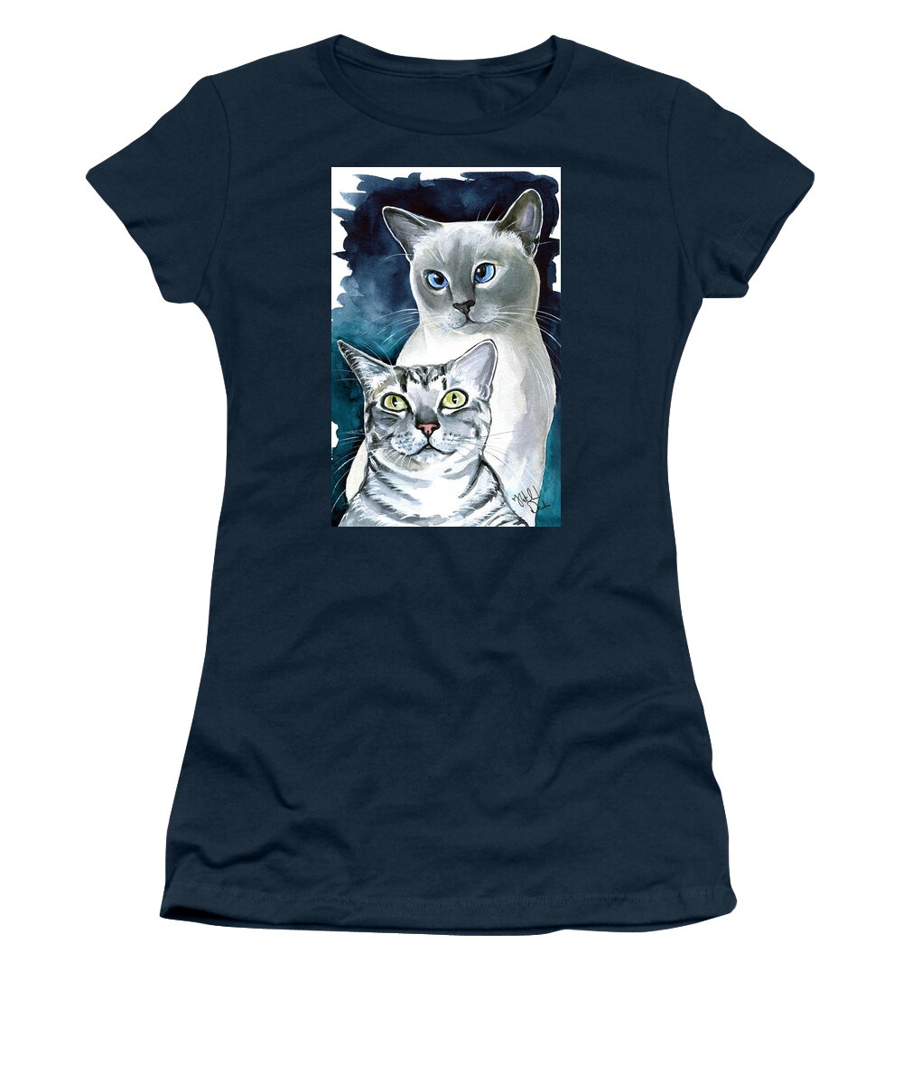 Snowshoe Women's T-Shirt featuring the painting Sini and Nimbus - Cat Portraits by Dora Hathazi Mendes