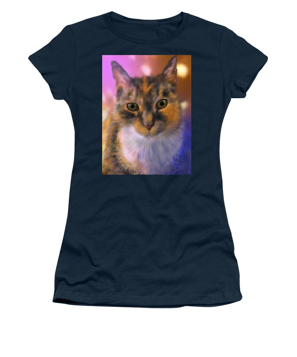 Cat Women's T-Shirt featuring the painting Sissy by Susan Sarabasha