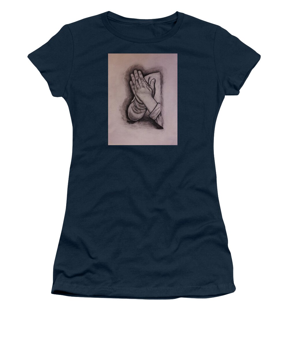 Carbon Drawings Women's T-Shirt featuring the painting Sisters' Hands by Christy Saunders Church
