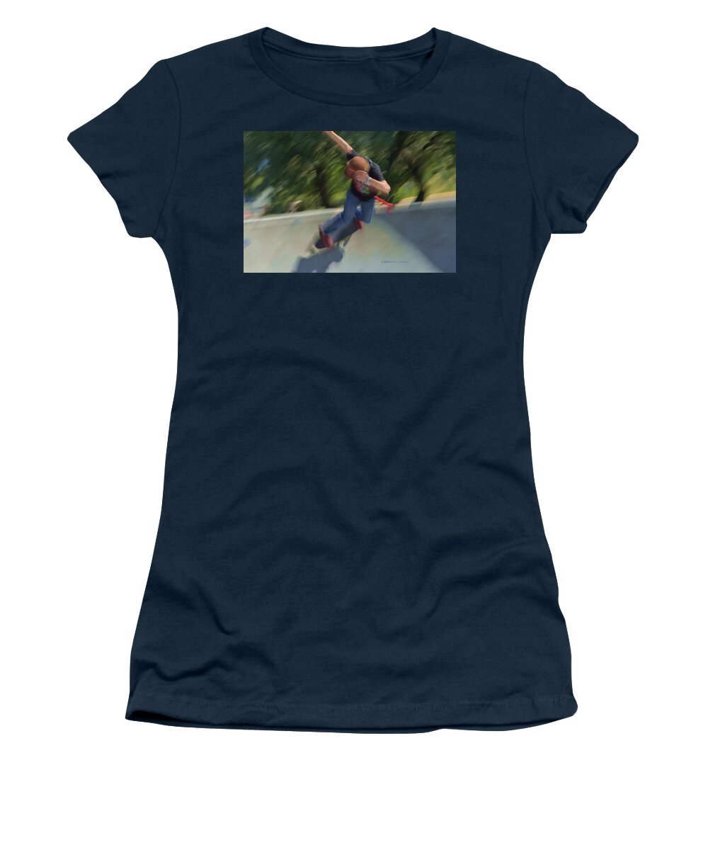 Skateboard Women's T-Shirt featuring the photograph Skateboard Action by Kae Cheatham