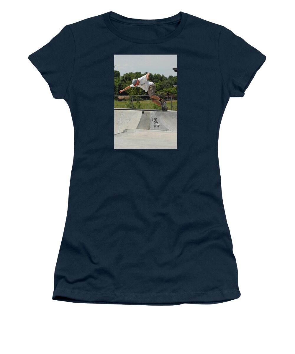 Skateboard Women's T-Shirt featuring the photograph Skateboarding 16 by Joyce StJames