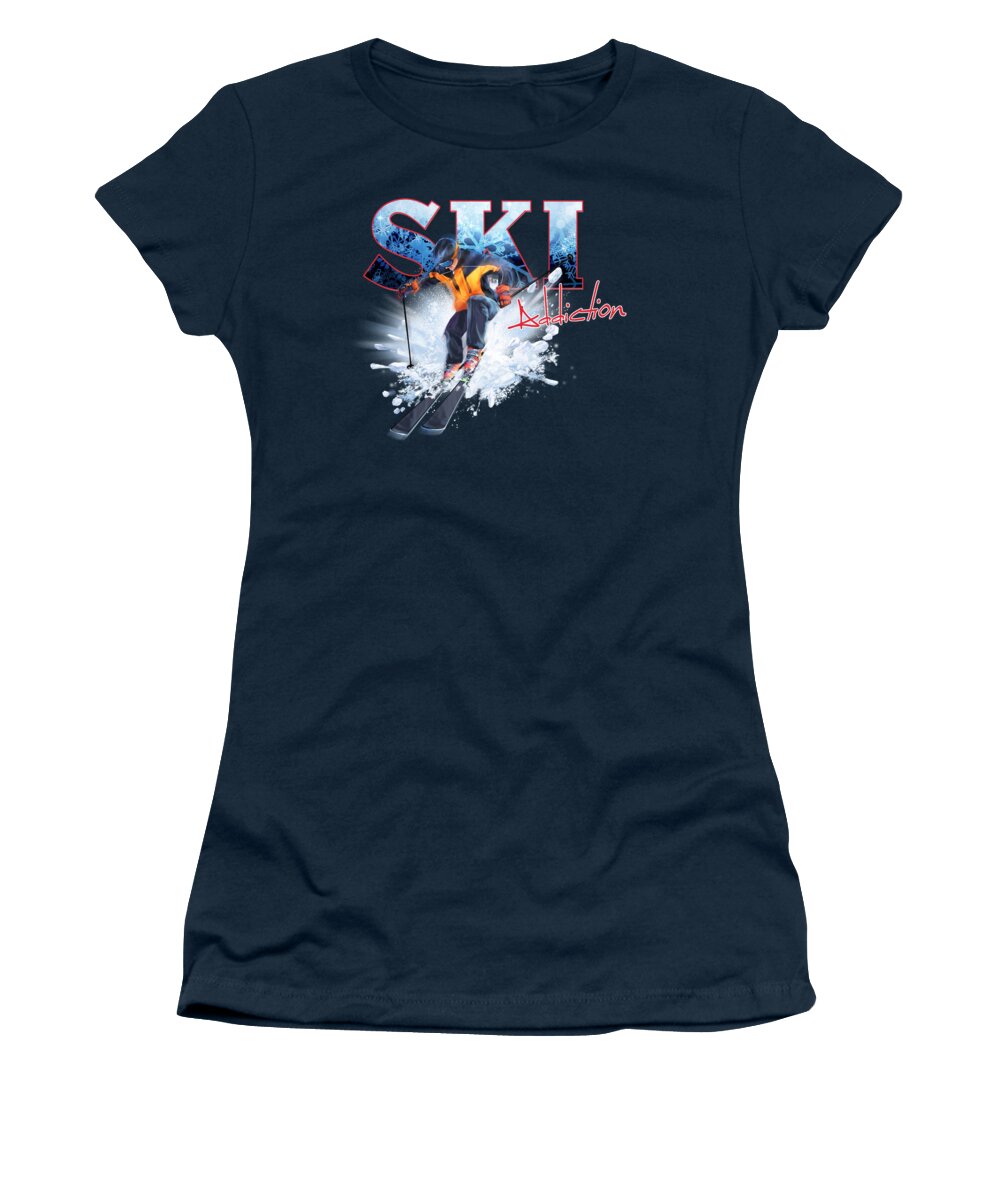 Ski Women's T-Shirt featuring the painting Ski Addiction by Robert Corsetti