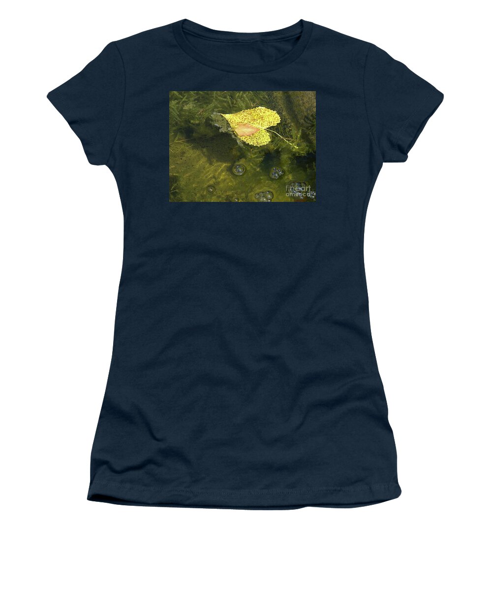 Leaf Women's T-Shirt featuring the photograph Skimming the Surface by Ann Horn