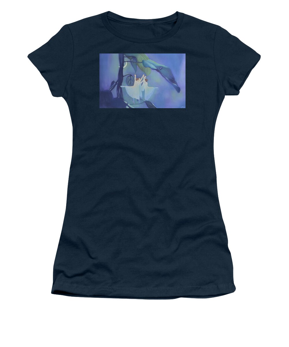 Landscape Women's T-Shirt featuring the painting Sleeping Fairies by Blue Sky