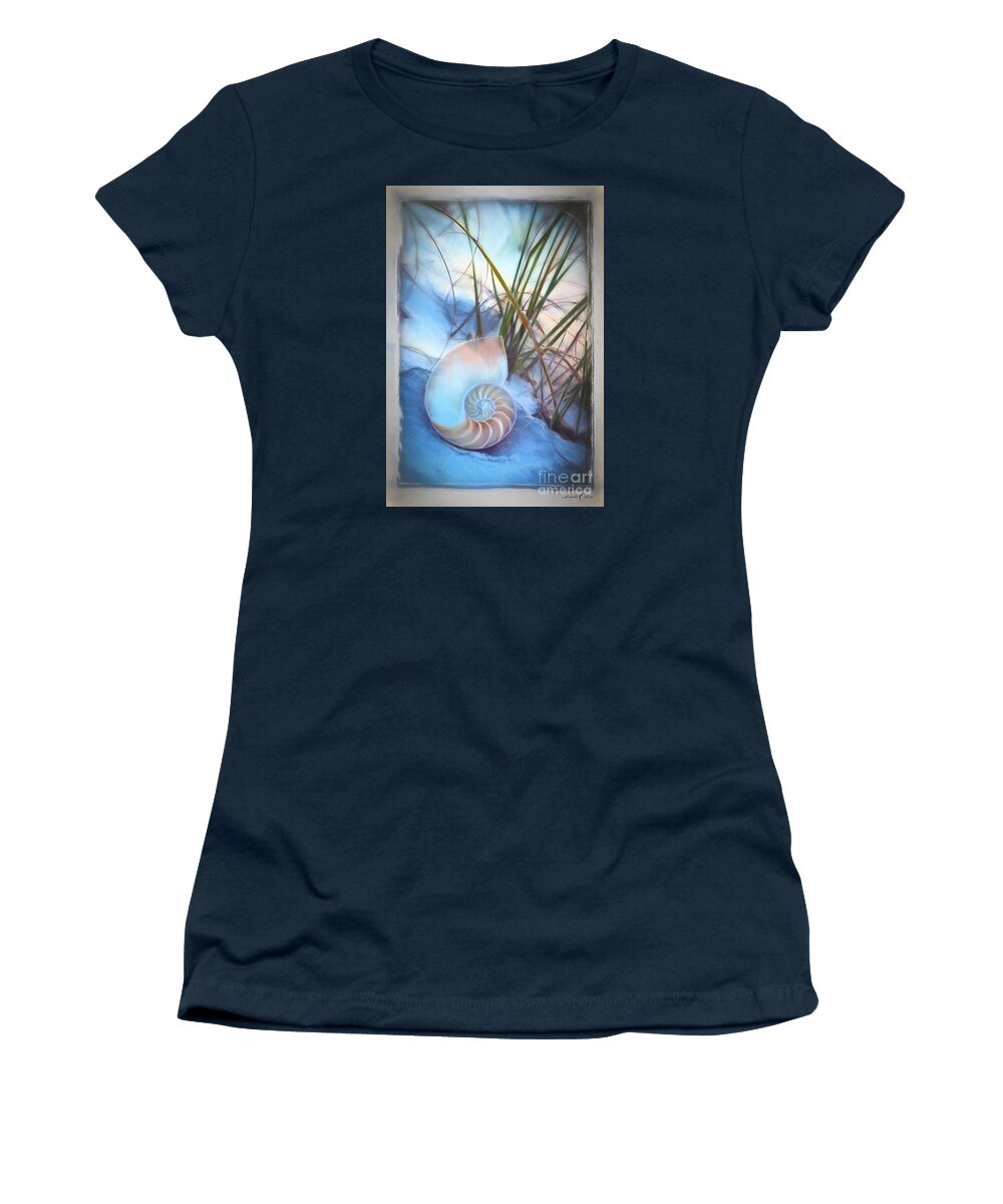 Pastel Women's T-Shirt featuring the digital art Sliced Nautilus in Dunes by Linda Olsen