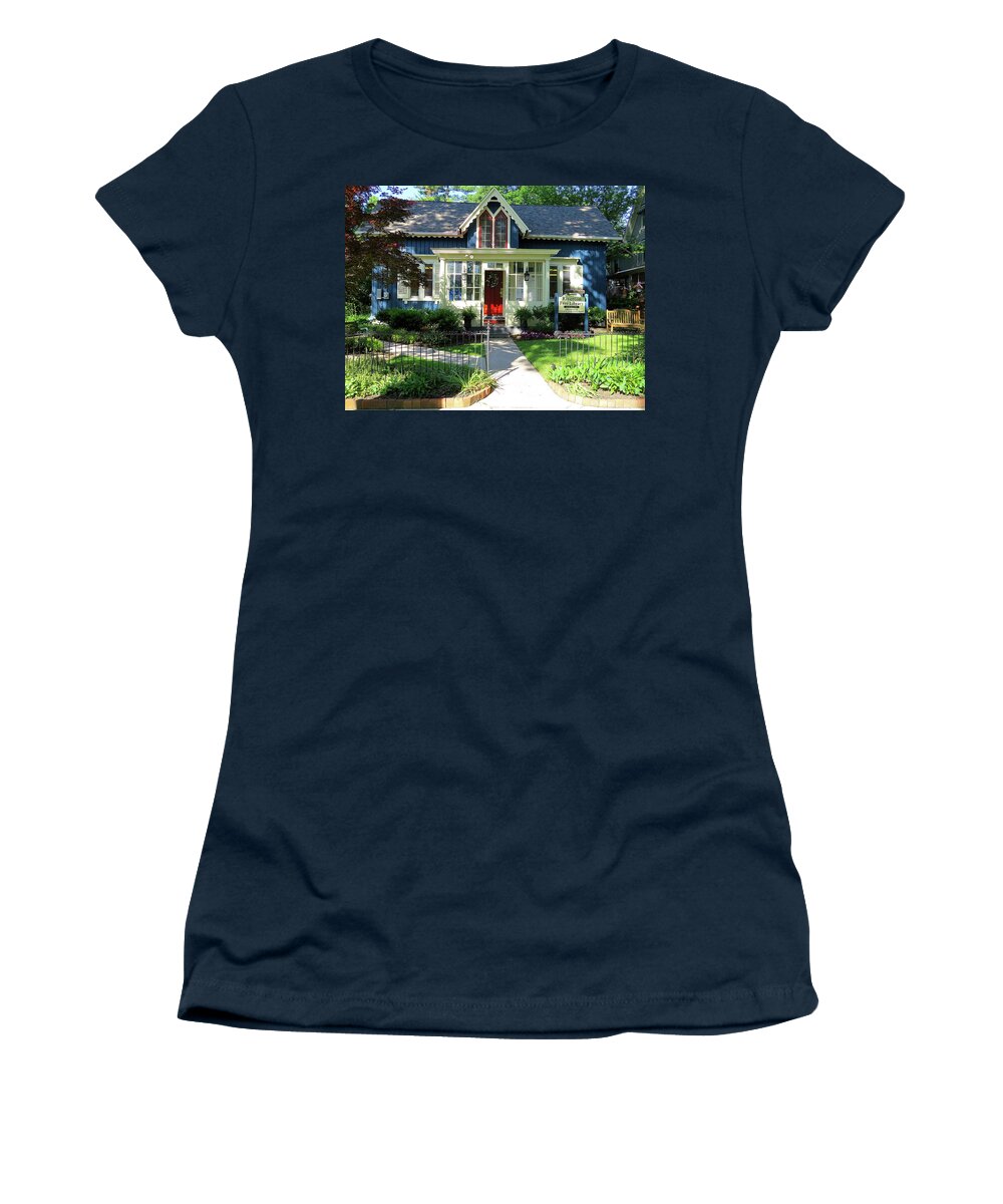 Library Women's T-Shirt featuring the photograph Small Town Library by Linda Stern