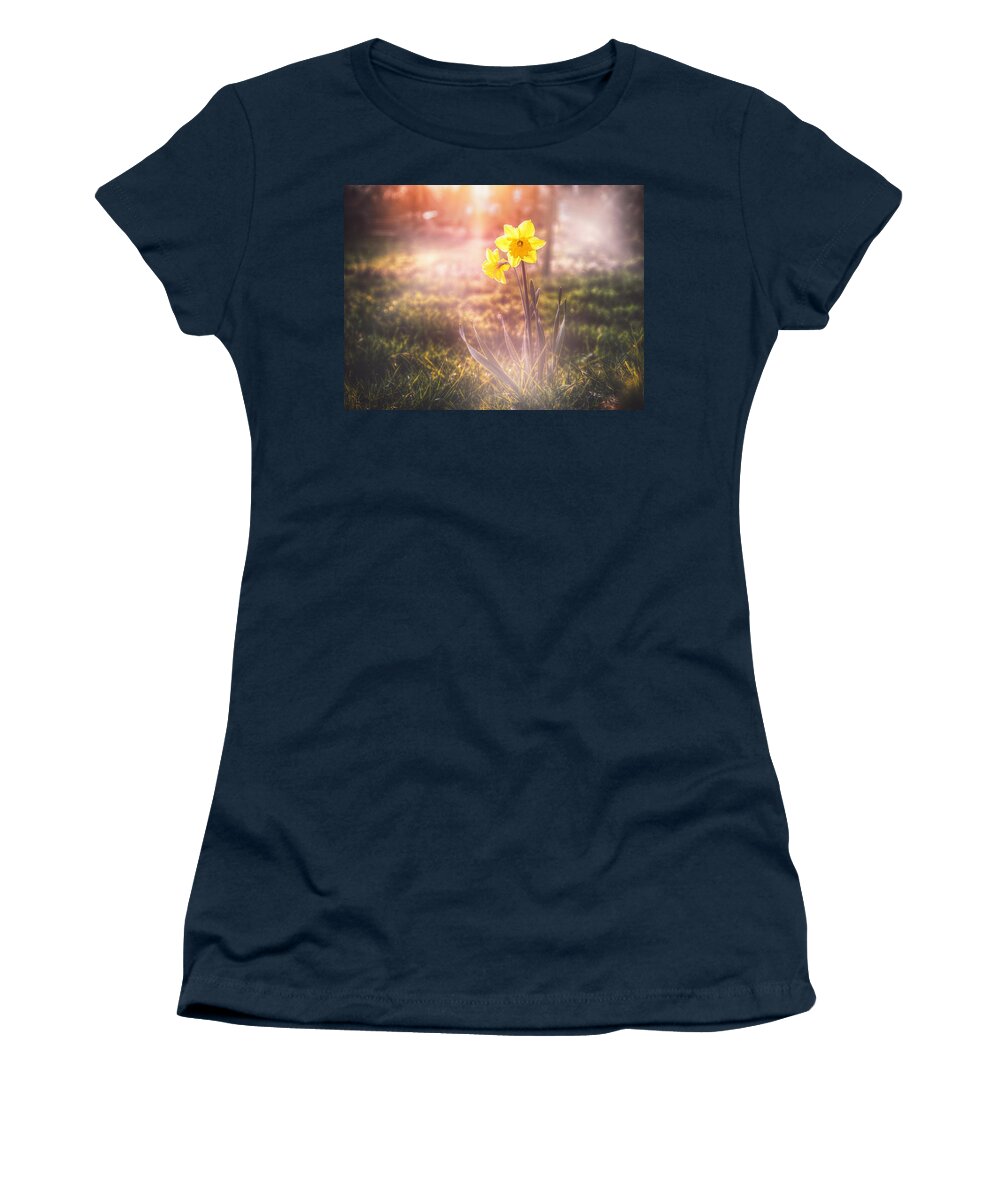 Daffodil Women's T-Shirt featuring the photograph Smell of the March 2 by Jaroslav Buna