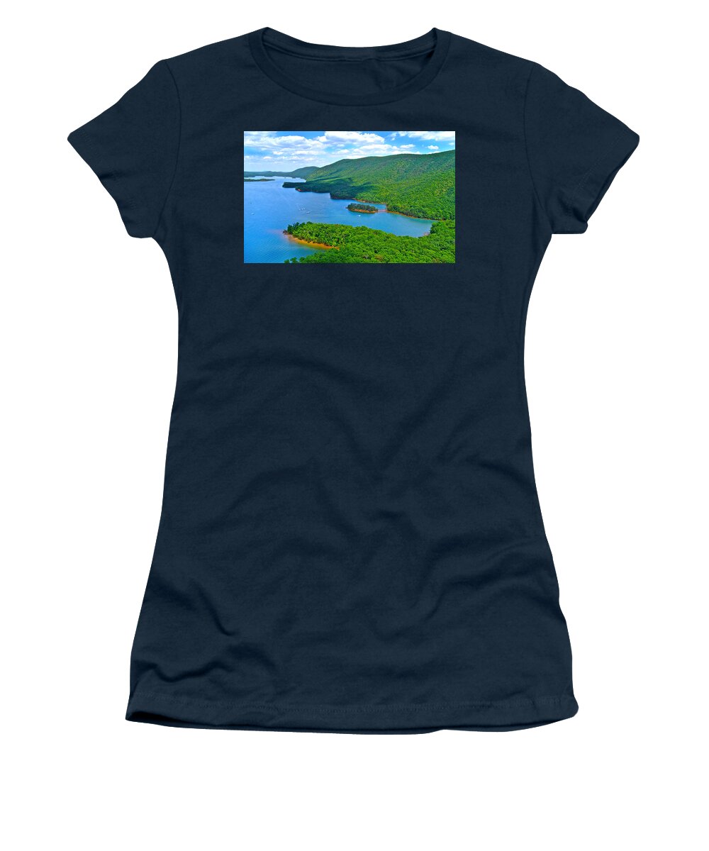 Smith Mountain Lake Women's T-Shirt featuring the photograph Smith Mountain Lake Poker Run by The James Roney Collection